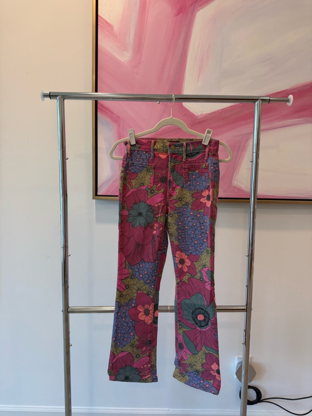 MOTHER Women’s Pink Floral Print Jeans, size 26